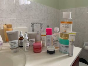 Havoc's collection of skincare products pictured above