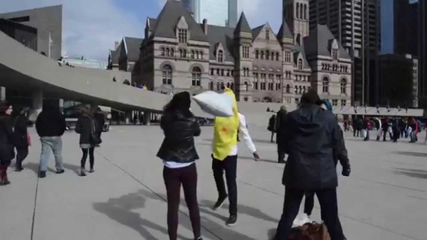 Toronto participates in International Pillow Fight Day 2015