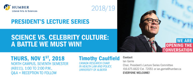 President’s Lecture Series Presents Timothy Caulfield