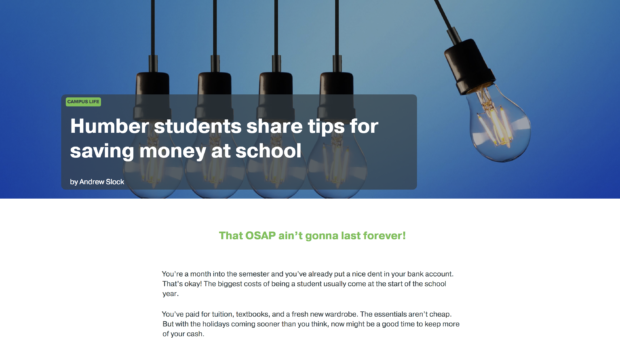 Financial tips for Humber College students