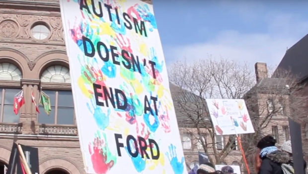 Parents rally at Queen’s Park against provincial government changes to autism funding