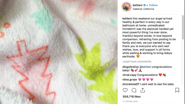 Kehlani gives birth to daughter