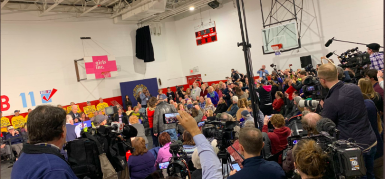 Protesters interrupt Biden during his first NH event