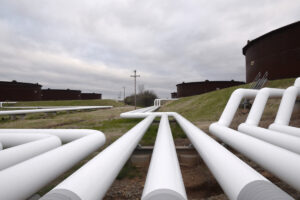Pipelines run to Enbridge storage tanks. Reuters File Photo.