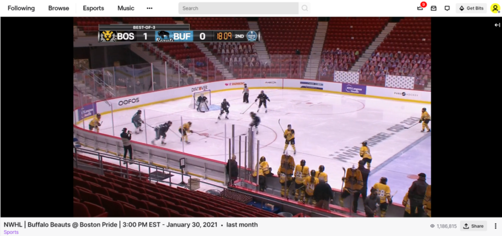 The record-breaking NWHL broadcast - take a look at that number in the bottom right