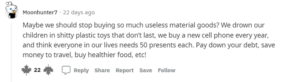 Reddit user expresses their opinion about shopping.