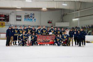 Humber Hawks men's hockey team champion's picture in the tournament hosted by Humber College.